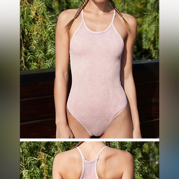 Free people happiness bodysuit m/l ribbed gray/sage - Picture 2 of 15